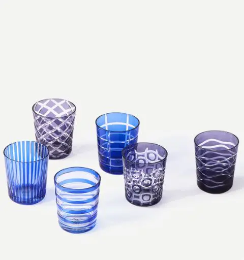 Juego vasos azules