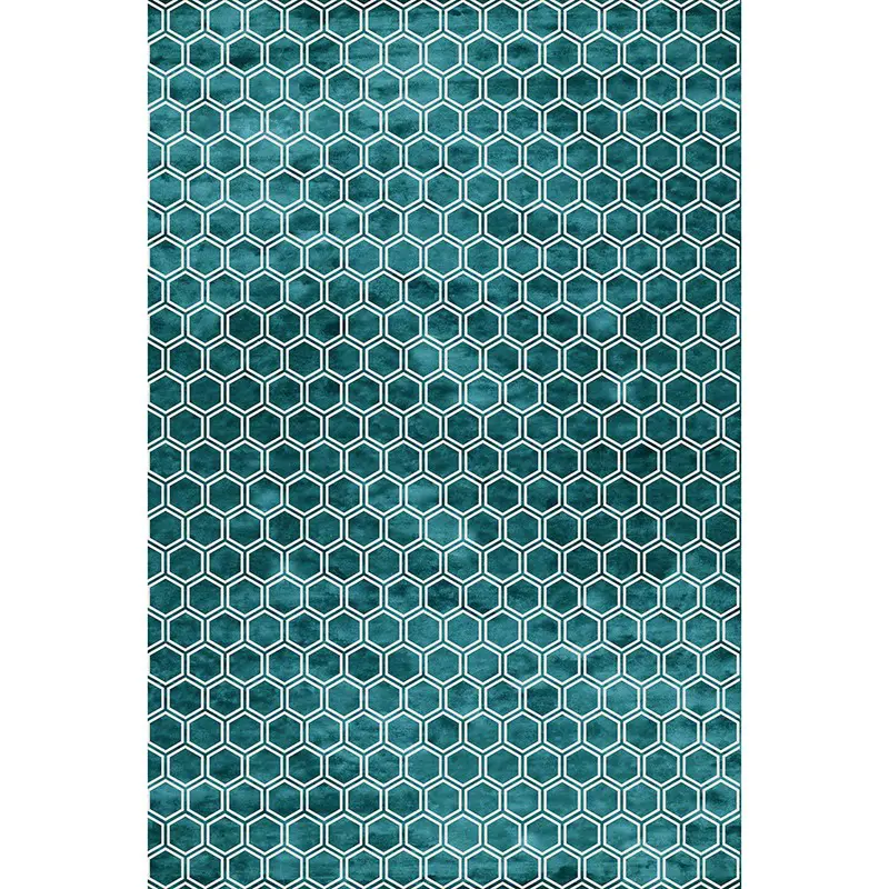 Alfombra hexágono turquesa