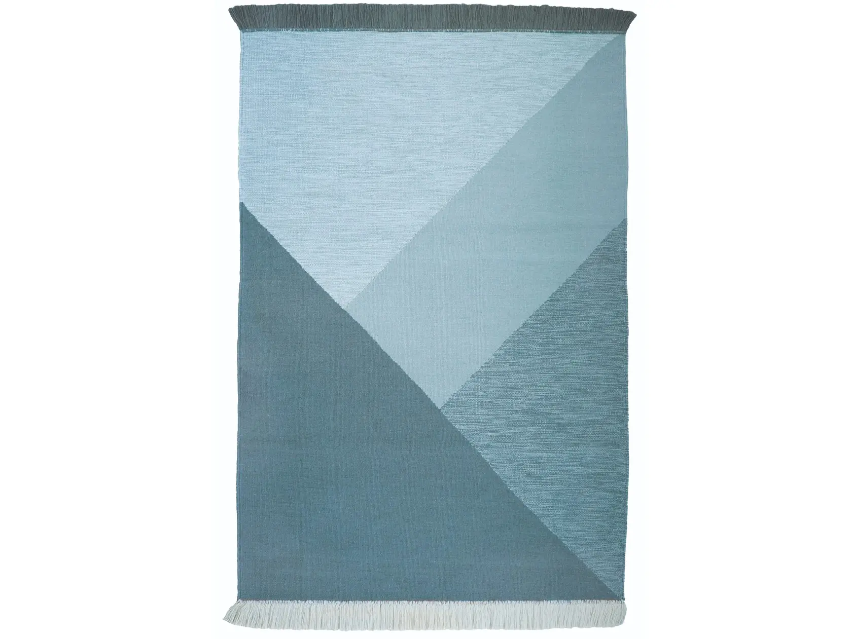 Alfombra geométrica flecos azul