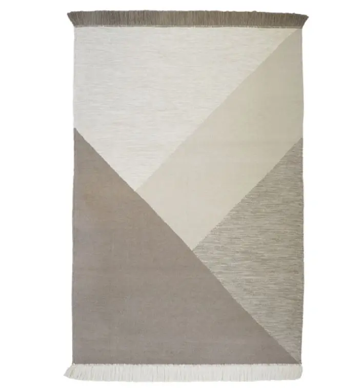 Alfombra geométrica flecos beige