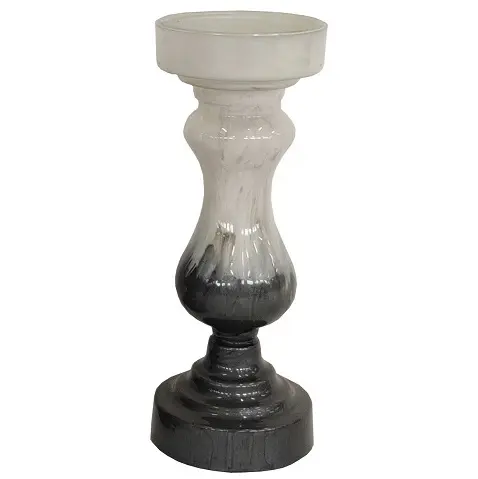 Candelabro cerámica gris S