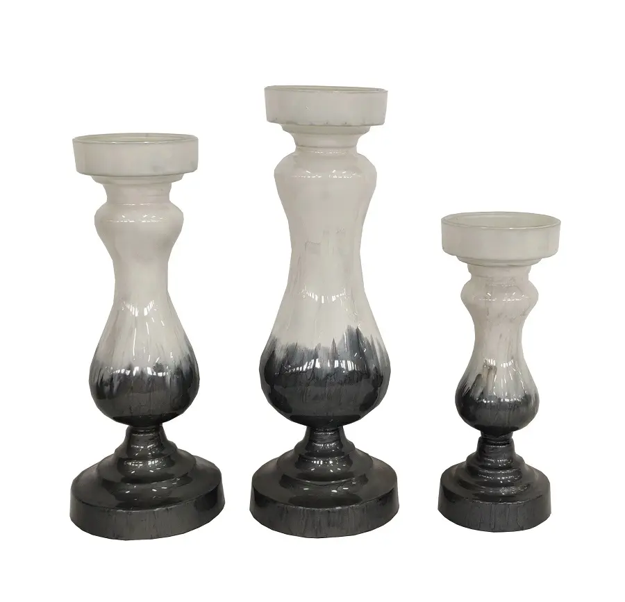 Candelabro cerámica gris S