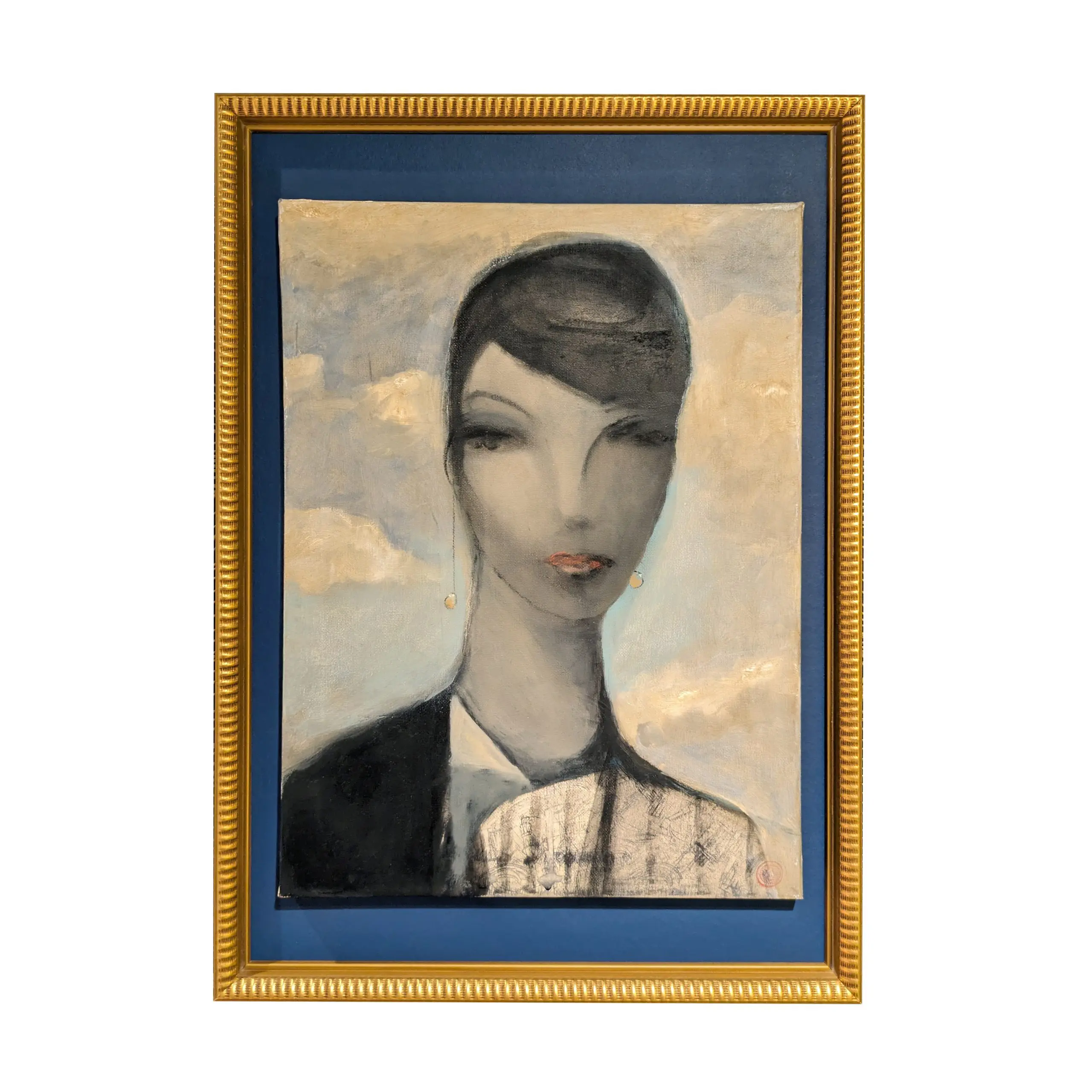 Mujer azul y dorado