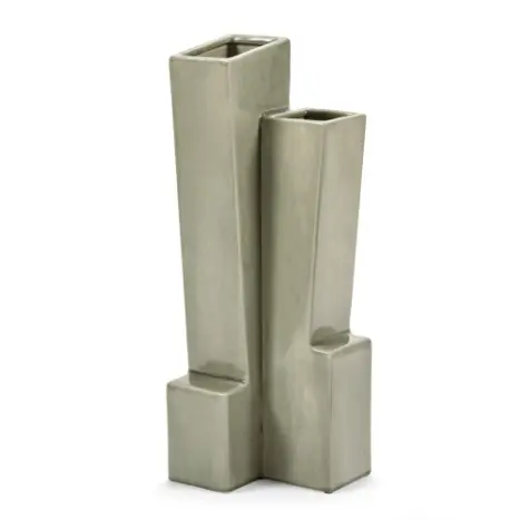Jarrón barras geométricas gris