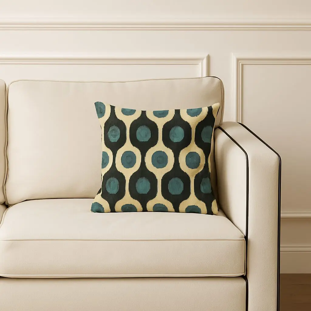 Cojin estampado tercipelo azul gris