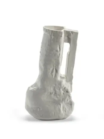 Jarrón efecto barro blanco