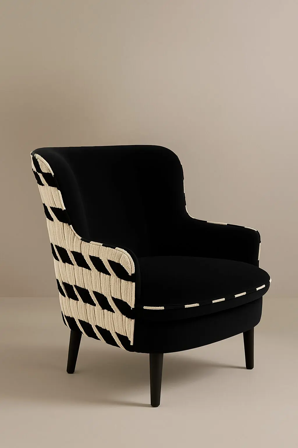Butaca estampada terciopelo negro
