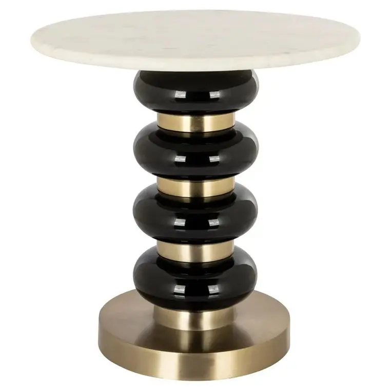 Mesa marmol pie cristal negro