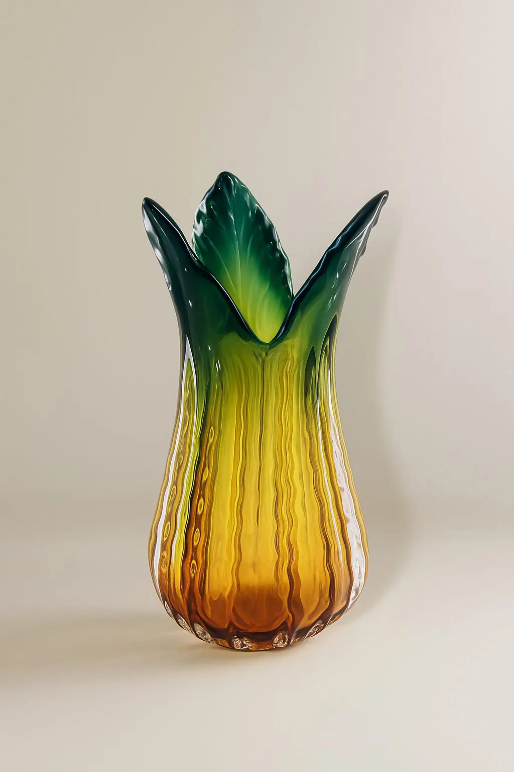 Jarrón cristal verde y amarillo L