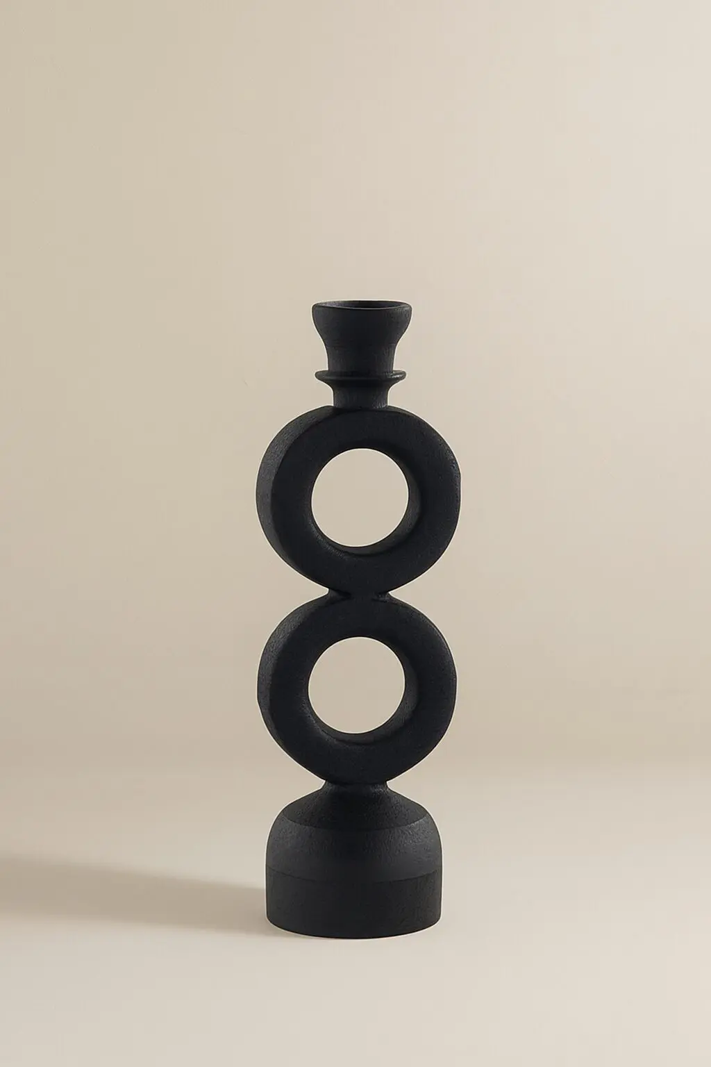 Candelabro círculos madera negra