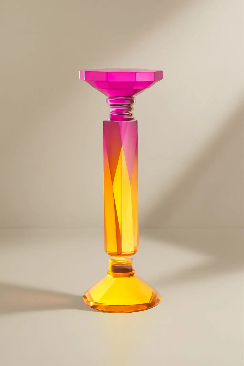 Candelabro Cristal rosa amarillo