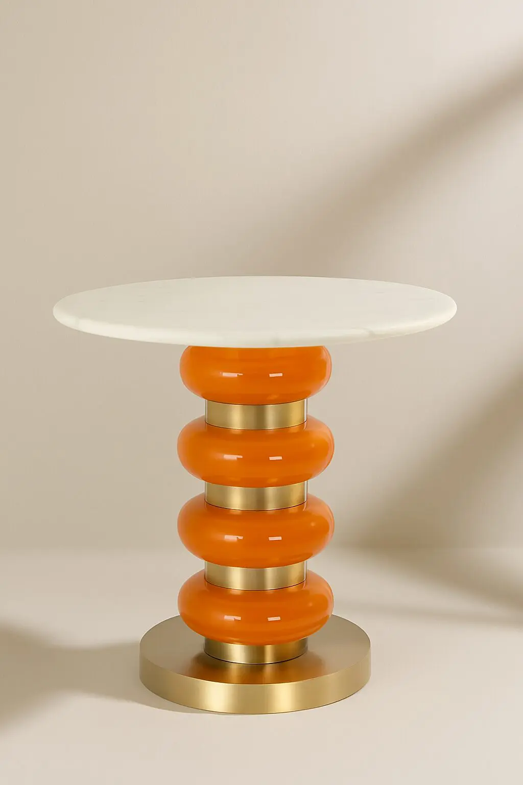 Mesa marmol pie cristal naranja