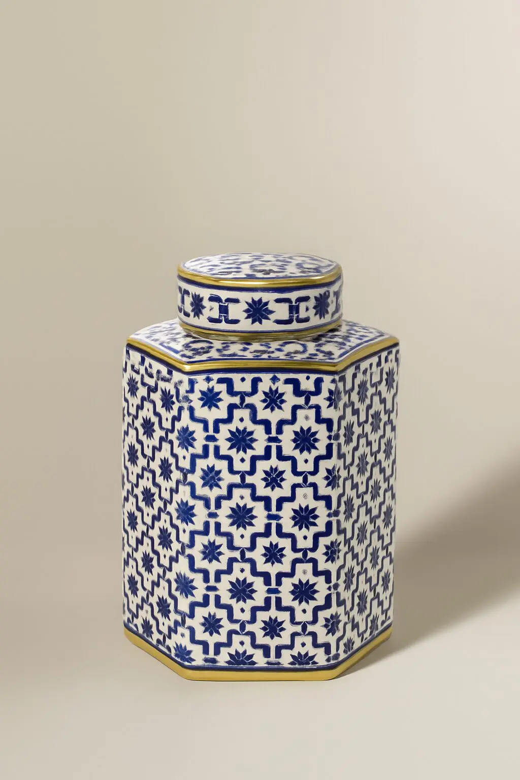Tarro azul y blanco
