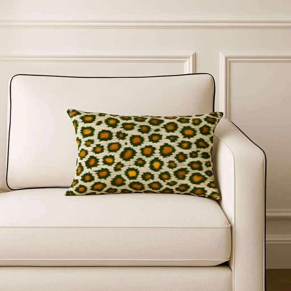 Cojin Terciopelo leopardo verde y dorado